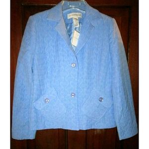 Sag Harbor New Size 6 S M Jacket Blazer Coat Embroidered Quilted Look Light Blue